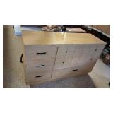MCM Blonde Wood Dresser w/Grid Pattern Drawers