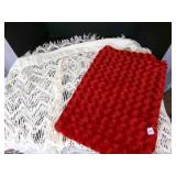 Red Minky Fabric 1ï¿½yd by 60" white curtain 81"x46"