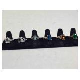 6 size 8 ladies rings; Large clear oval