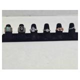 6 size 6 ladies rings; Turquoise; Clear pear shape