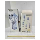 Designer table lamp; 7 pc utensil set