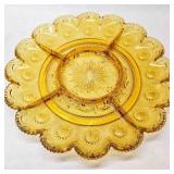 Tiara Glass Amber Relish Plate-may be Deviled Egg