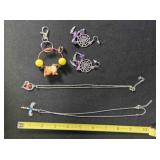 Dreamcatcher pierced earrings; keychain