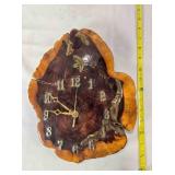 Wood slab wall clock, Quartz movement, untested