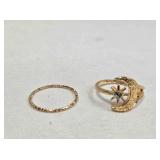 2 size 8 ladies rings; Moon & star; Plain