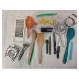 Kitchenware; egg slicer, grater, funnel, spatulas