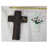 2 cross wall hangings; 8" & 5½"