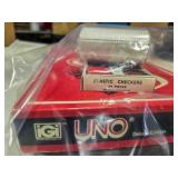 Games; Poker chips,  checkers, Deluxe Uno