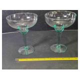 2 Margarita glasses; clear glass