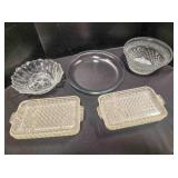 Glassware; 8 pressed glass snack trays