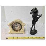 Howard Miller table clock; Whimsical dog w/guitar