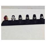 6 size 5½ ladies rings; Red oval; multi-stone