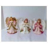 3 Vintage ceramic angel figurines - one angel has