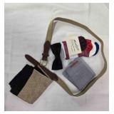 Stretch belt, 41" long; clip-on bow tie