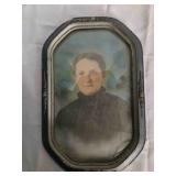 Vintage female portrait, unattached domed glass