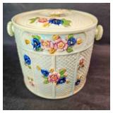 Biscuit jar-Light Blue w/ flowers no handle