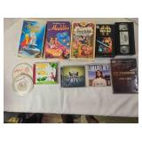 5 VHS tapes; 6 music CDs