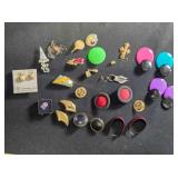 Pierced earrings, brooches