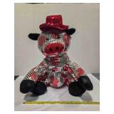 Plush toy cow in red & silver sequin; 22" tall