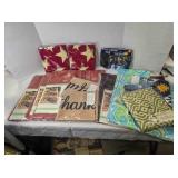 4 linen runners, 8 linen pillow covers, facemasks