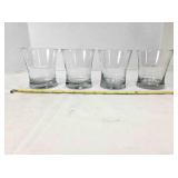 4 clear glass rocks glasses; heavy bottoms