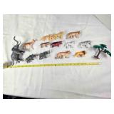 African wildlife figurines and tree