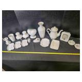Unpainted porcelain; urn, 10"; teapot w/lid, 9";