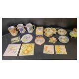 Porcelain artwork; 3 mugs, jewelry box