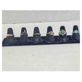 6 size 7 ladies rings; Plain; Tiara; Chain
