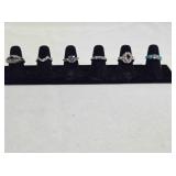 Six size 6 ladies rings; Victorian purple stone