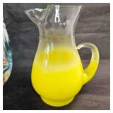 Mid Century Yellow Glass Blendo Pitcher