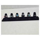 6 size 7 ladies rings; Red heart-shaped stone