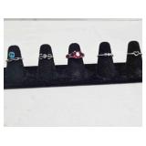 5 size 5 ladies rings; Blue teardrop