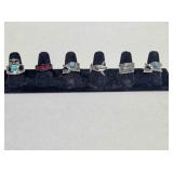 6 silver tone rings; Size 7; 3 turquoise