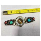 Ladies Milan watch w/turquoise silver watchband