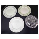 3 plates, clear glass 3 way divided tray