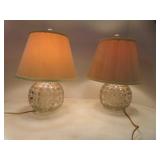 2 Vintage Crystal Table Lamps Square Cut or Block