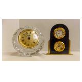 2 Vintage Clocks; Crystal Quartz Desk Clock &