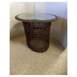 31" Diameter 26" Tall Brown Wicker Round Glass Top