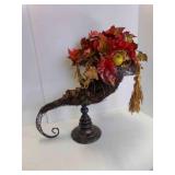 Fall Themed Centerpiece Metal Cornucopia Faux