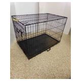 Black Metal Collapsible Dog Crate - Plastic Bottom