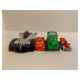 4 Character Themed Toy Cars; 1 Hot wheel Brand