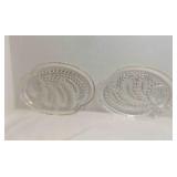 2 Federal Glass Homestead Wheat Pattern Snack