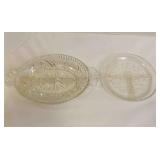 2 Divided Glass Dishes