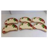6 Franciscan Apple Hand Painted Crescent Shaped