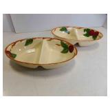 2 Franciscan Apple Hand Painted Divided Serving