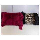 2 BORGATA Furry Throw Pillows with Tassels