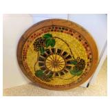 34" Diameter Mosaic Table Top Wood Trim Grapevine