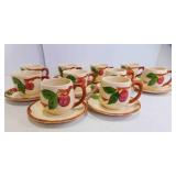 10 Franciscan Apple Hand Painted Cups, Saucers