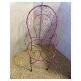 Vintage Ornate Pink Wrought Iron Garden Arm Chair
